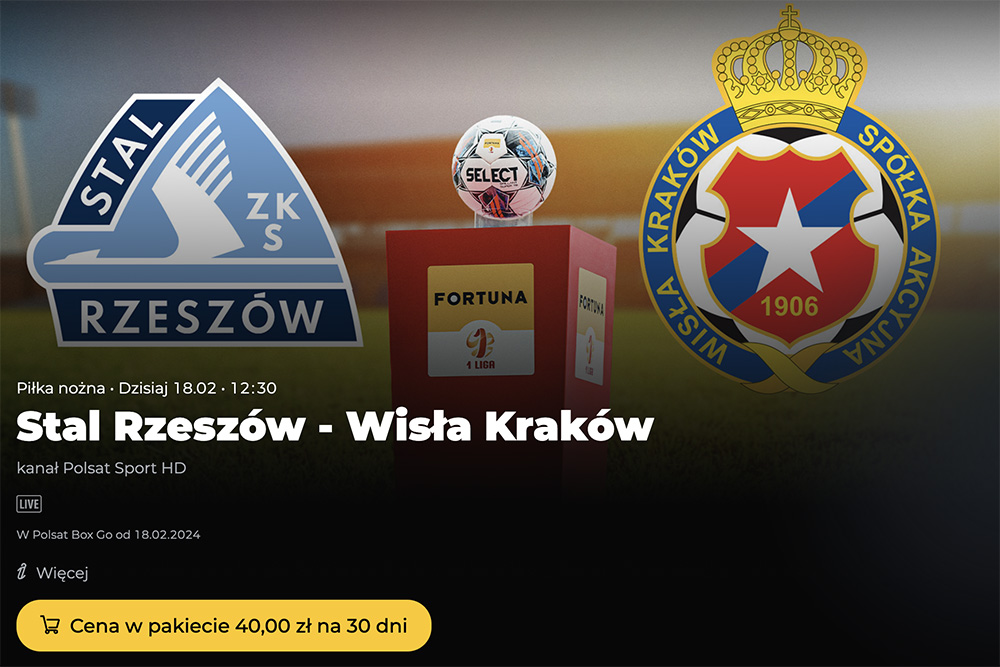 Stal Rzeszów - Wisła Kraków transmisja na żywo