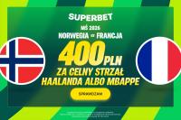 Norwegia - Francja. 400 PLN za celny strzał Haalanda lub Mbappe