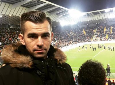 Na zdjęciu Dariusz Kantor podczas stażu we włoskim Udinese, który odbył końcem 2017 roku. Dziś rozgrywki Serie A są zdziesiątkowane (fot. facebook.com/wisloka1908)