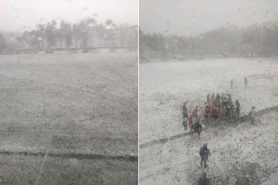 Warunki do gry podczas meczu Wisłoka Dębica - KSZO Ostrowiec pozwoliły piłkarzom na rozegranie tylko jednej połowy.