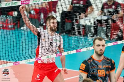 Rzeszowski środkowy wierzy, że losy półfinału nie są rozstrzygnięte. Fot. Piotr Gibowicz. 