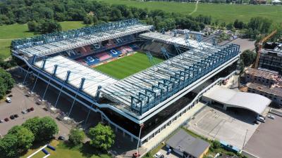 Widok na Stadion Miejski im. Henryka Reymana w Krakowie, na którym swoje meczu rozgrywa Wisła Kraków (fot. stadionkrakow.pl)