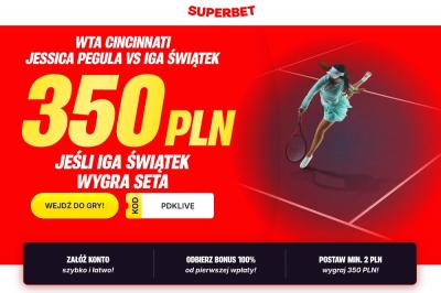 Iga Świątek wygra seta z Pegulą? Superbet płaci 350 PLN