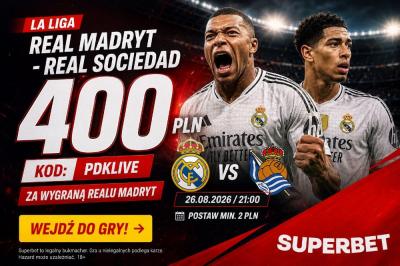 Hit La Liga i 400 PLN bonusu. Real Madryt - Real Sociedad w promocji Superbet
