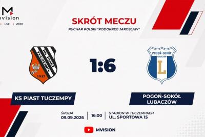Skrót meczu Piast Tuczempy - Pogoń-Sokół Lubaczów 1-6 (fot. YouTube / MVISION)