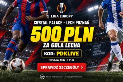 Lech strzeli gola w meczu z Crystal Palace? Zgarnij 500 PLN bonusu