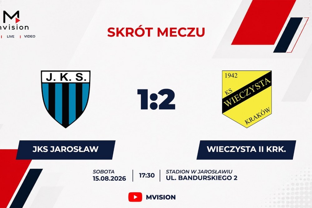 SKRÓT MECZU: JKS Jarosław - Wieczysta II Kraków 1-2 [WIDEO]