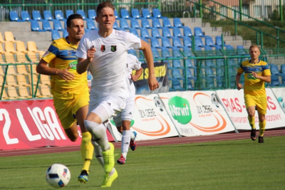 Gol Andrzeja Trubehy zapewnił Stali Stalowa Wola trzy punkty w starciu z Elaną Toruń. (fot. Radosław Kuśmierz)