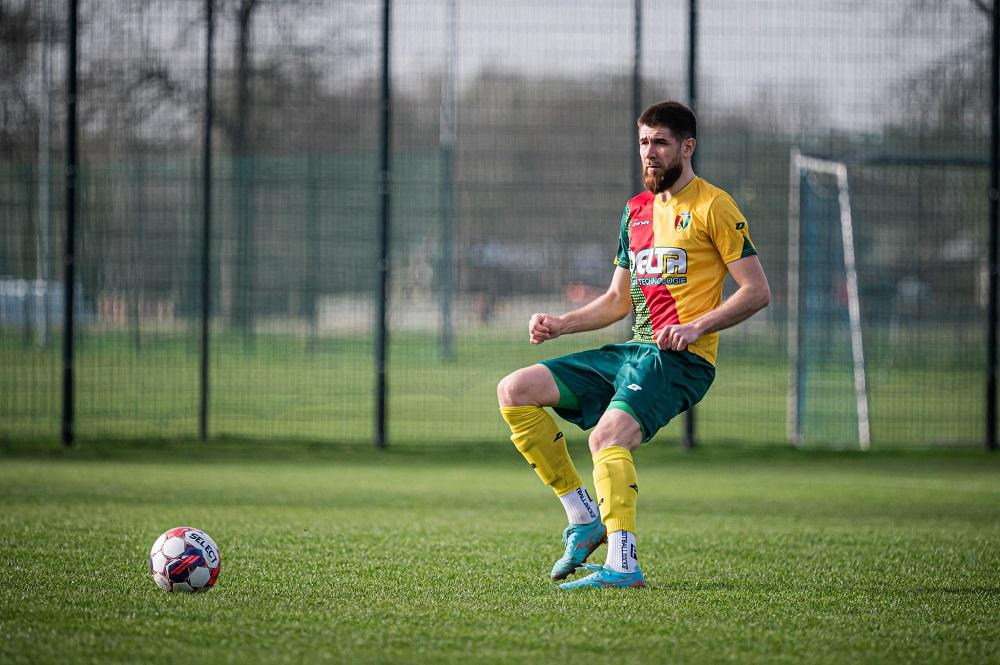 Volodymyr Khorolskyi (na zdjęciu) strzelił jedynego gola w meczu z Cosmosem Nowotaniec (fot. Sokół Kolbuszowa Dolna/facebook)