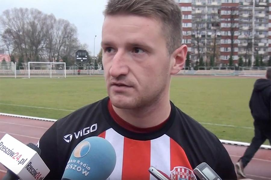 Damian Rusiecki, strzelec dwócha bramek dla Resovii (fot. youtube.com / tvPodkarpacie.pl)