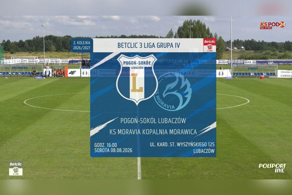 Skrót meczu Pogoń-Sokół Lubaczów - Moravia Morawica 0-2 (fot. YouTube /Pogoń-Sokół Lubaczów