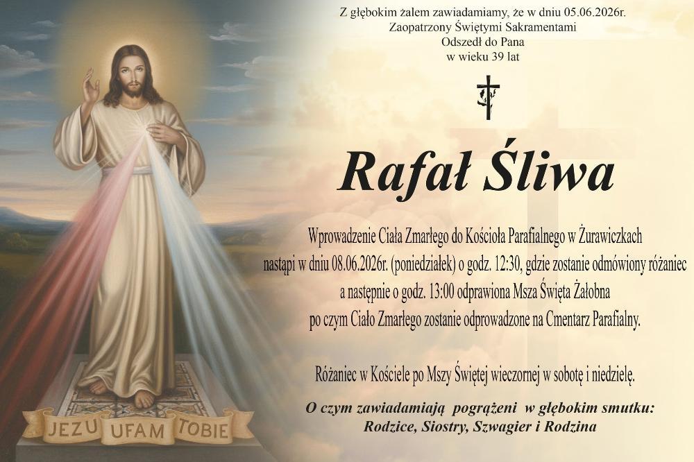 Pogrzeb Ś.P. Rafała Śliwy odbędzie się w poniedziałek w Żurawiczkach (fot. facebook.com/przeworskzakladpogrzebowy)