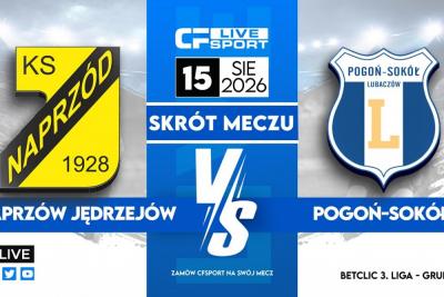 Skrót meczu Naprzód Jędrzejów - Pogoń-Sokół Lubaczów 2-1 (fot. YouTube / CFsport)