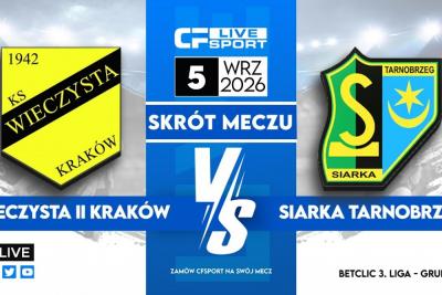 Skrót meczu Wieczysta II Kraków - Siarka Tarnobrzeg 0-2 (fot. YouTube / CFsport)