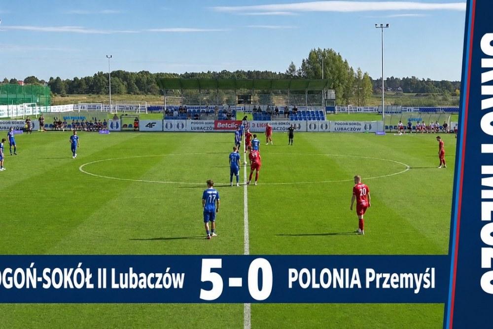 Skrót meczu Pogoń-Sokół II Lubaczów - Polonia Przemyśl 5-0 (fot. YouTube / Kanał Sportowy Pod24)