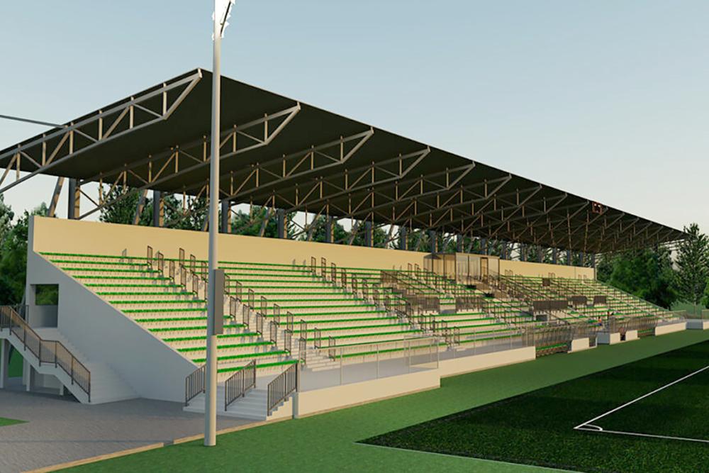 Na zdjęciu wstępna wizualizacja nowej trybuny stadionu Wisłoki Dębica (fot. debica.pl)
