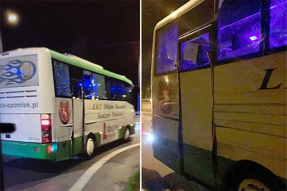 W autokar piłkarzy Orląt Radzyń Podlaski uderzył samochód ciężarowy (fot. KP PSP Lubartów / Orlęta Radzyń Podlaski)